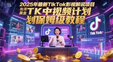 2025年最新TikTok影视解说项目,新手也能挣美金,TK中视频计划保姆级教程-三零资源