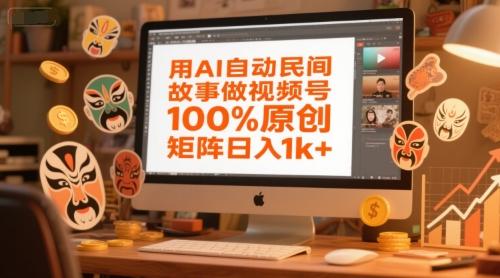 用AI自动民间故事做视频号,100%原创,矩阵日入1k+-三零资源