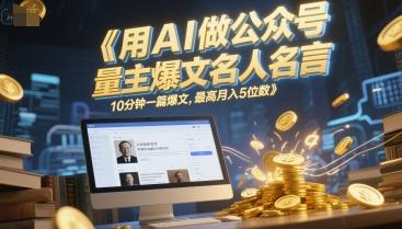 用AI做公众号流量主爆文名人名言,10分钟一篇爆文,最高月入5位数-三零资源