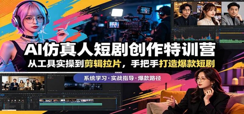 AI仿真人短剧创作特训营:从工具实操到剪辑拉片,手把手打造爆款短剧