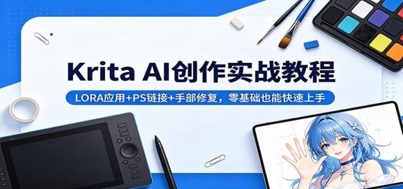 Krita AI创作实战教程:LORA应用+PS链接+手部修复,零基础也能快速上手-三零资源