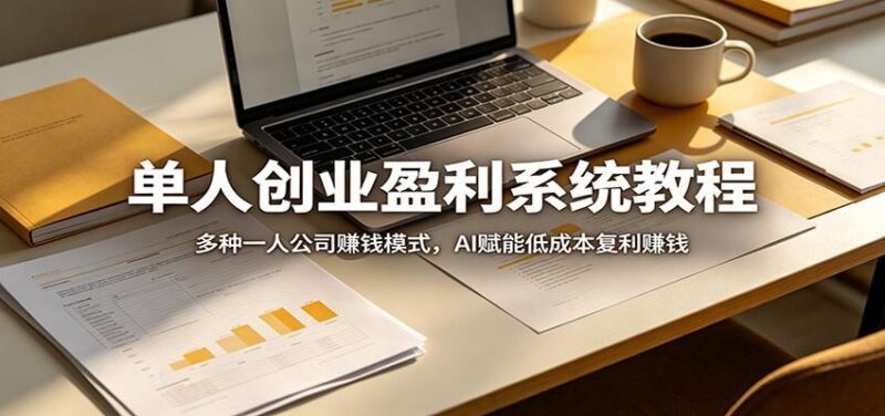 单人创业盈利系统教程:多种一人公司赚钱模式,AI赋能低成本复利赚钱-三零资源