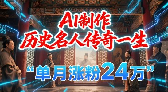 暴力起号！用AI制作历史名人传奇一生，单月涨粉24W，涨粉+变现赛道黑马来了-三零资源