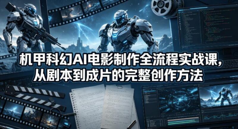 机甲科幻AI电影制作全流程实战课，从剧本到成片的完整创作方法-三零资源
