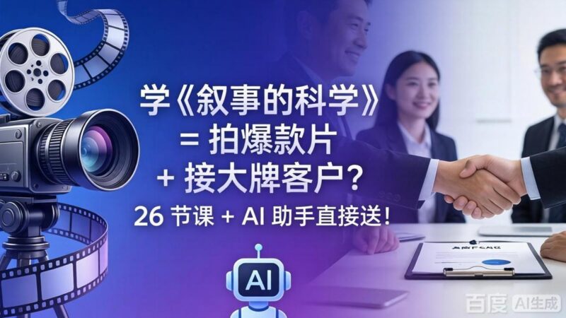 学《叙事的科学》= 拍爆款片 + 接大牌客户?26 节课 + AI 助手直接送!