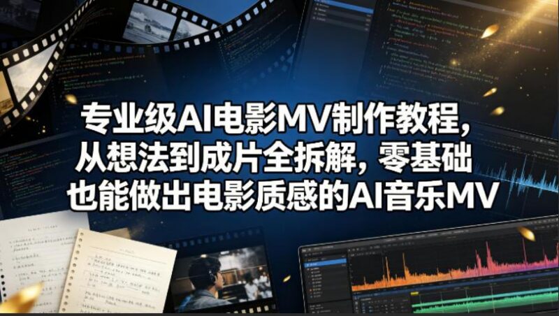 专业级AI电影MV制作教程,从想法到成片全拆解,零基础也能做出电影质感的AI音乐MV-三零资源