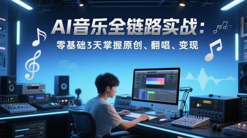 AI音乐全链路实战变现课：零基础3天掌握原创、翻唱、变现-三零资源