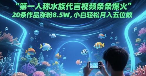 第一人称水族代言视频条条爆火,20条作品涨粉8.5W,小白轻松月入五位数-三零资源