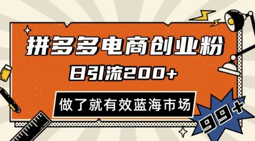 拼多多引流电商创业粉，日引200+，可矩阵放大，做了就有效【揭秘】-三零资源