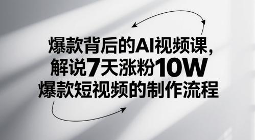 爆款背后的AI视频课，解说7天涨粉10W爆款短视频的制作流程-三零资源