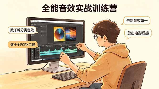 全能音效实战训练营:数千种分类音效+数十个FCPX工程,告别音效单一,剪出电影质感-三零资源