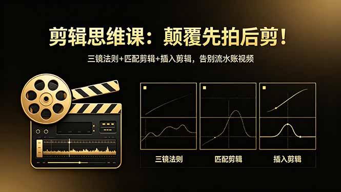 剪辑思维课:颠覆先拍后剪!三镜法则+匹配剪辑+插入剪辑,告别流水账视频-三零资源