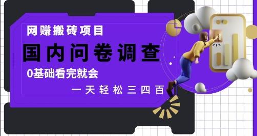 网创搬砖项目,国内问卷调查,0基础看完就会 一天轻松三四张,靠谱副业干就完了【揭秘】-三零资源