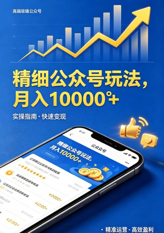 精细公众号玩法,月入10000+,实操指南,快速变现-三零资源