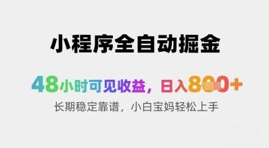 小程序全自动掘金,48小时可见收益,日入8张+长期稳定靠谱,小白宝妈轻松上手【揭秘】-三零资源