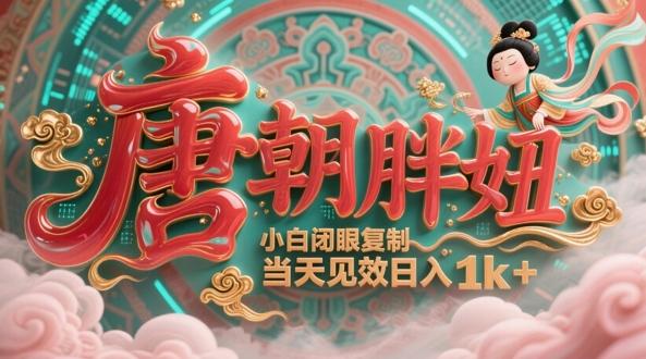 用AI克隆“唐朝胖妞”日更3条，平台疯狂推流，小白闭眼复制，当天见效，日入1k+-三零资源