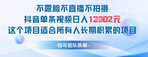 不露脸不直播不拍摄抖音单条视频日入1k+这个项目适合所有人长期积累的项目-三零资源