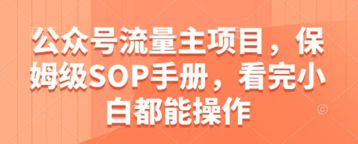 公众号流量主项目,保姆级SOP手册,看完小白都能操作-三零资源