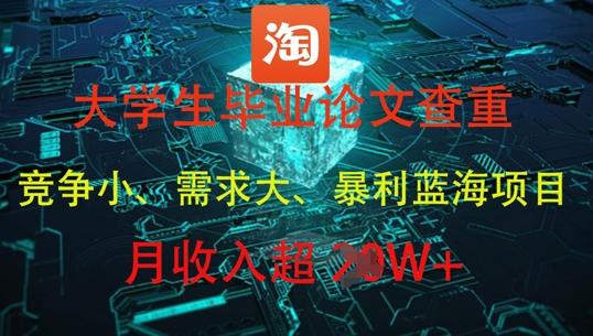 大学生毕业论文查重,暴利蓝海项目,月收入过1W+-三零资源