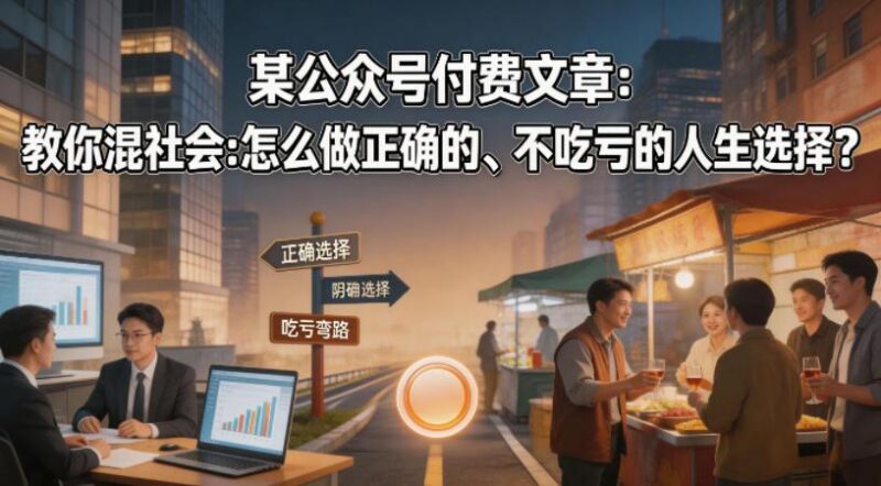 某公众号付费文章:教你混社会:怎么做正确的、不吃亏的人生选择?-三零资源