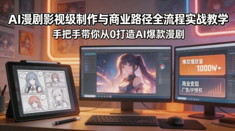 AI漫剧影视级制作与商业路径全流程实战教学,手带你从0打造AI爆款漫剧-三零资源