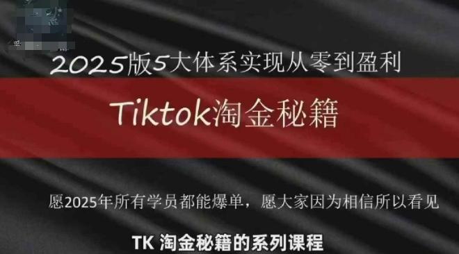 TikTok跨境2025淘金秘籍,2025TikTok从0到盈利变现-三零资源