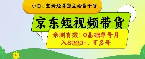 小白宝妈经济独立必备干货,京东短视频带货,亲测有效!0基础单号月入8k+,可多号【揭秘】-三零资源