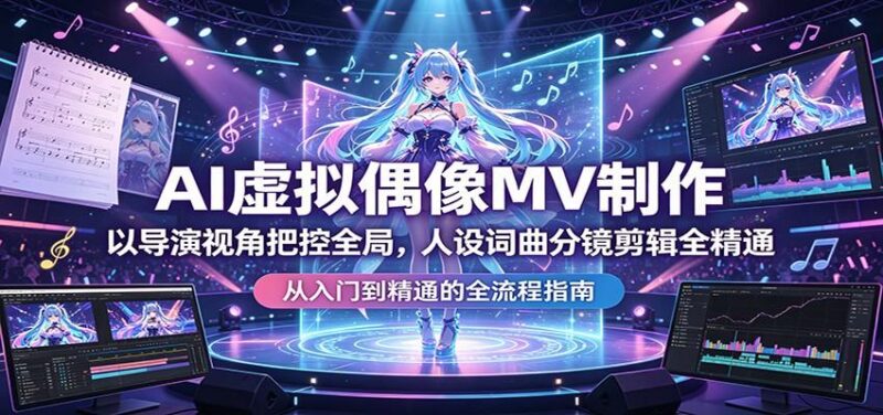 AI虚拟偶像MV制作：以导演视角把控全局，人设词曲分镜剪辑全精通-三零资源