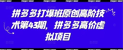 拼多多打爆班原创高阶技术第43期,拼多多高价虚拟项目-三零资源