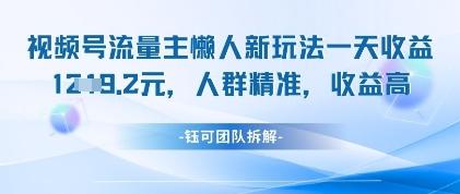 视频号流量主懒人新玩法，一天收益1k，人群精准收益高-三零资源