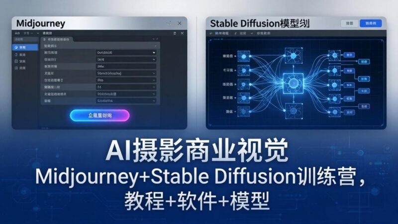 AI摄影商业视觉Midjourney+Stable Diffusion训练营,教程+软件+模型-三零资源