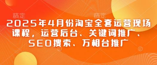 2025年4月份淘宝全套运营现场课程,运营后台、关键词推广、SEO搜索、万相台推广-三零资源