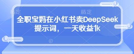 全职宝妈在小红书卖DeepSeek提示词,一天收益1k-三零资源