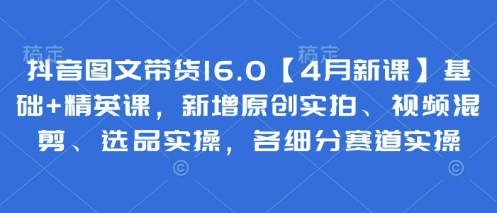 抖音图文带货16.0【4月新课】基础+精英课,新增原创实拍、视频混剪、选品实操,各细分赛道实操-三零资源