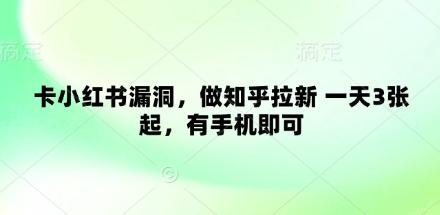 卡小红书漏洞，做知乎拉新 一天3张起，有手机即可-三零资源
