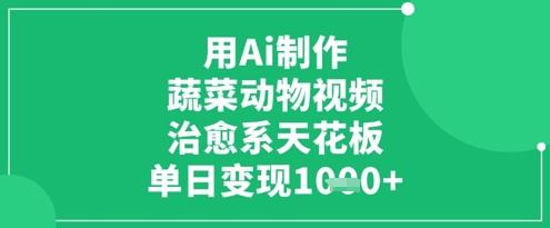 用Ai制作蔬菜动物视频，治愈系天花板，单日变现1k-三零资源