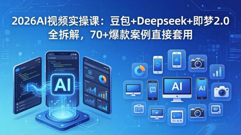 2026AI视频实操课:豆包+Deepseek+即梦2.0全拆解,70+爆款案例直接套用-三零资源
