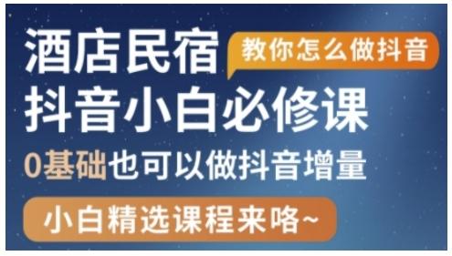 抖音本地生活酒店民宿运营，0基础也可以做抖音增量-三零资源