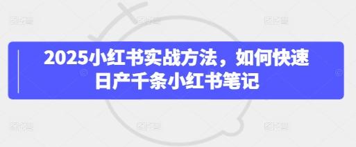 2025小红书实战方法，如何快速日产千条小红书笔记-三零资源