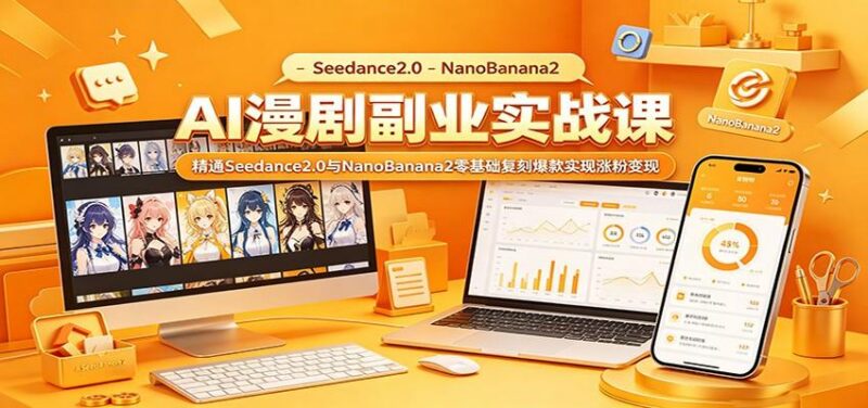 AI漫剧副业实战课:精通Seedance2.0与NanoBanana2零基础复刻爆款实现涨粉变现-三零资源