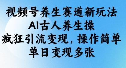 视频号养生赛道新玩法,AI古人养生操,疯狂引流变现,操作简单,单日变现多张-三零资源