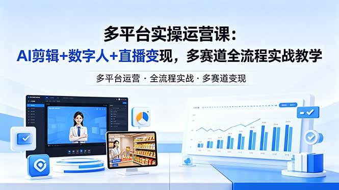 某团队多平台实操运营课-更新26年4月29：AI剪辑+数字人+直播变现，多赛道全流程实战教学-三零资源