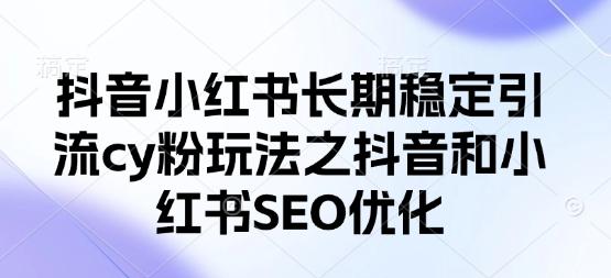 抖音小红书长期稳定引流cy粉玩法之抖音和小红书SEO优化-三零资源