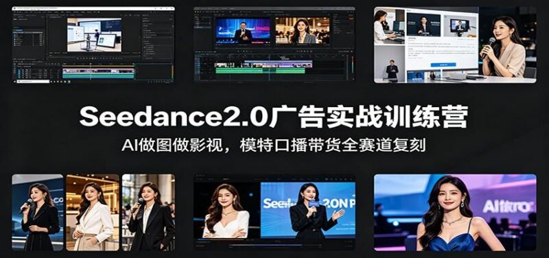 Seedance2.0广告实战训练营:AI做图做影视,模特口播带货全赛道复刻-三零资源