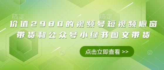 价值2980的视频号短视频橱窗带货和公众号小绿书图文带货-三零资源