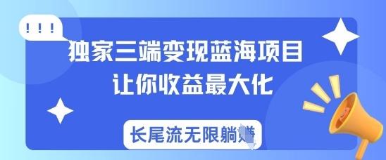 独家三端变现蓝海项目,让你收益最大化,长尾流无限躺挣-三零资源