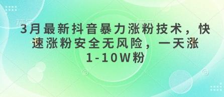 3月最新抖音暴力涨粉技术,快速涨粉安全无风险,一天涨1-10W粉-三零资源