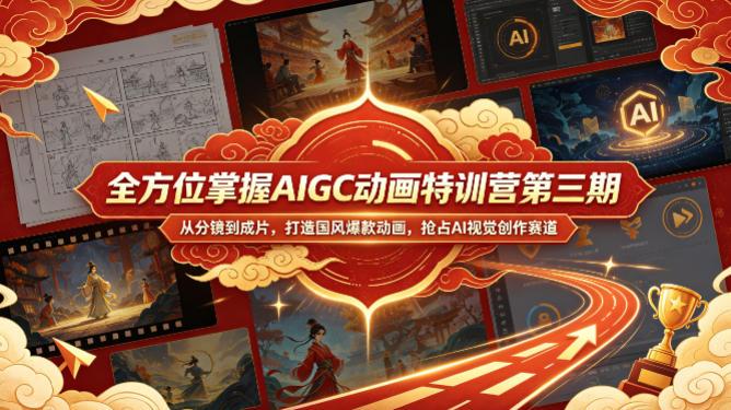 全方位掌握AIGC动画特训营第三期,从分镜到成片,打造国风爆款动画,抢占AI视觉创作赛道红利-三零资源