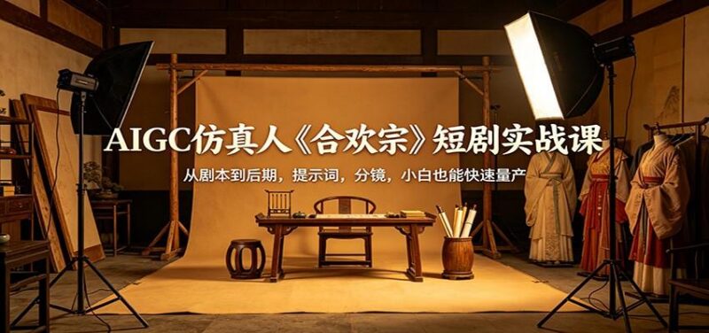 AIGC仿真人《合欢宗》短剧实战课:从剧本到后期,提示词,分镜,小白也能快速量产-三零资源
