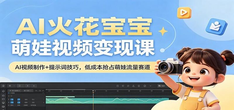 AI火花宝宝萌娃视频变现课:AI视频制作+提示词技巧,低成本抢占萌娃流量赛道-三零资源